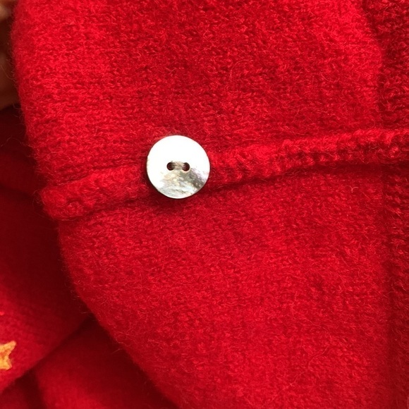 Karen Scott Sport Red Christmas Wool Thick Knit Embroidered Sequin Cardigan M/L - Picture 14 of 16